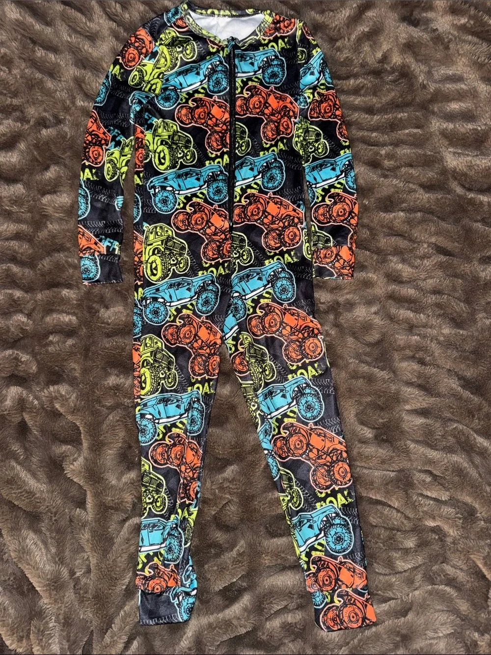 Monster Truck neon Zip-Up Pajamas